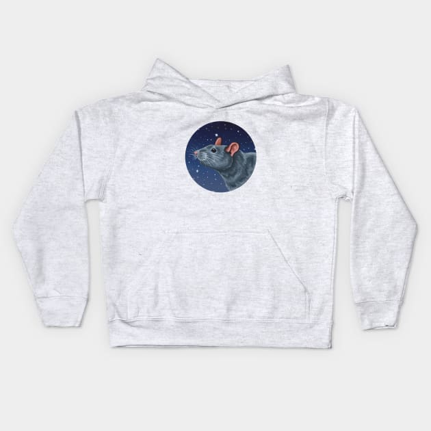 Grey Rat Under the Stars Kids Hoodie by WolfySilver